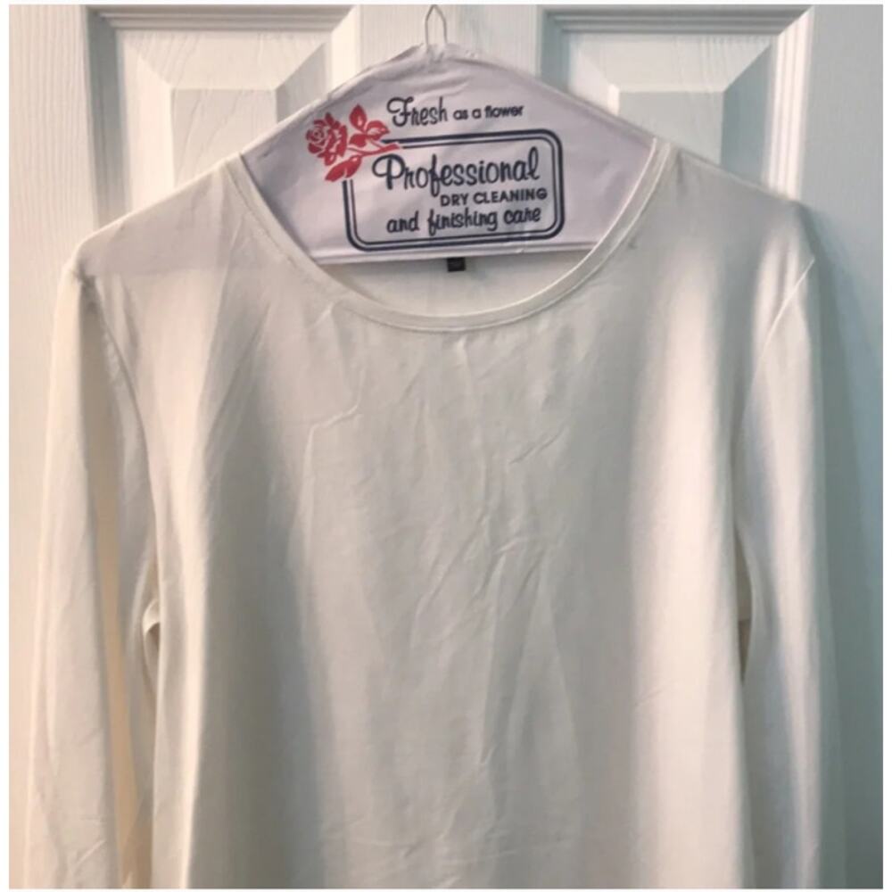 NEW! Lafayette 148 New York Stretch Cotton Tee in WHITE (L) - Picture 6 of 13
